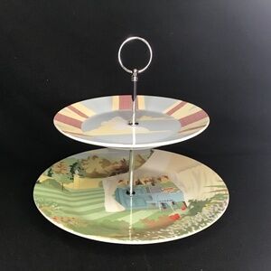 NWOT w/Box The Great British Bake Off 2Tier Cake Desserts Stand Porcelain Plates